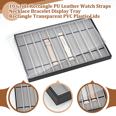 10 grilles rectangle pu cuir bracelets de montre collier bracelet plateau d'affichage(ODIS-NB0001-38A)-4
