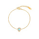 Cubic Zirconia Teardrop Link Bracelet with Golden Stainless Steel Cable Chains(DH6731-4)-1