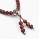 Four Loops Natural Sandalwood Beads Stretch Wrap Bracelets(BJEW-JB03812)-2