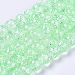 Crackle Glass Beads Strands, High Luster, Round, Pale Green, 8x7~7.5mm, Hole: 1.5mm, about 114pcs/strand, 31.4 inch(CCG-Q001-8mm-A28)