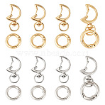 10Pcs 2 Colors Moon Alloy Swivel Snap Hook Clasps & 10Pcs 2 Colors Alloy Spring Gate Rings Findings Kits, Platinum & Light Gold, 33x16.8x5.6mm, Hole: 5x9.1mm, 5pcs/color(FIND-TADJ0001-22)