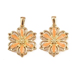 304 Stainless Steel Enamel Pendants, Flower, Golden, Saddle Brown, 27.5x23.5x3.5mm, Hole: 6x3mm(STAS-P438-12D-G)