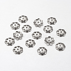 Tarnish Resistant 304 Stainless Steel Bead Caps, Multi-Petal, Flower, 6x6x1mm, Hole: 1mm, about 103pcs/5g(X-STAS-I009-03)