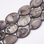 Freshwater Shell Beads Strands, Dyed, Oval, Rosy Brown, 17.5~18x12~13x3mm, Hole: 1mm, about 20~21pcs/strand, 14.17~14.96 inch(36~38cm)(SHEL-S274-37A)