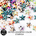 100Pcs 10 Colors Spray Painted Synthetic Turquoise Beads, Starfish, Mixed Color, 13.5~15.5x13.5~15x4.5~5.5mm, Hole: 1~1.5mm, 10pcs/style(G-YW0001-99A)