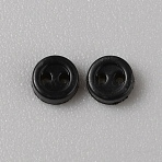 Mini Resin Button, 2-Hole Doll BJD Garment Accessories, Flat Round, Black, 3x1mm, Hole: 0.5mm(FIND-WH0260-26R)