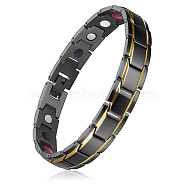 SHEGRACE Stainless Steel Panther Chain Watch Band Bracelets, Gunmetal & Golden, 8-5/8 inch(22cm)(JB659D)