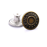 Alloy Button Pins for Jeans, Nautical Buttons, Garment Accessories, Round, Word, 17mm(PURS-PW0009-01S)