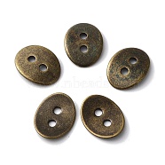 Brass Button Clasps, Antique Bronze, 14x10mm, Hole: 2mm(KK-G080-AB-NF)