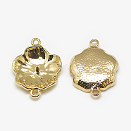 Brass Cabochon Connector Settings, Flower, Real 18K Gold Plated, 19x14x3mm, Hole: 1mm, Pin: 1mm(KK-N200-026)