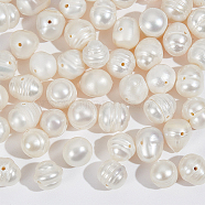 1 Strand Natural Cultured Freshwater Pearl Beads Strands, Grooved Potato, Creamy White, 6.5~7mm, Hole: 0.8mm, about 49~54pcs/strand, 13.19''(33.5cm)(PEAR-NB0002-47)