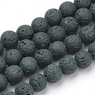 Synthetic Lava Rock Beads Strands, Dyed, Round, Dark Slate Gray, 6mm, Hole: 1mm, about 61pcs/strand, 14.96 inch(38cm)(G-S277-6mm-03)