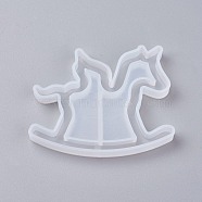 Shaker Mold, DIY Quicksand Jewelry Silicone Molds, Resin Casting Molds, For UV Resin, Epoxy Resin Jewelry Making, Rocking Horse, White, 50x64x8mm, Inner Size: 33x62mm(X-DIY-G007-21)