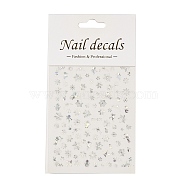 PET Christmas Laser Nail Art  Sticker, Self-adhesive, 3D Design, For Nail Tips Decorations, Mixed Christmas Theme Pattern, Silver, 10.4x8x0.02cm(MRMJ-B003-03S)