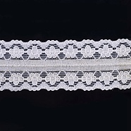 Lace Trim Nylon Ribbon for Jewelry Making, White, 1 inch(26mm)(X-ORIB-F003-020)