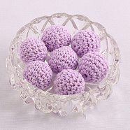 Handmade Woolen Macrame Wooden Pom Pom Ball Beads, for Baby Teether Jewelry Beads DIY Necklace Bracelet, Plum, 16mm(MAKN-PW0001-047J)