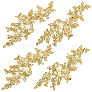 4 Pairs Leaves Polyster Embroidery Ornaments Accessories, Lace Sequins Clothing Sew on Patches, Suitable for Wedding Dress, Performance Clothes, Gold, 240x100x1mm(DIY-GF0005-69C)
