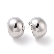 Brass Half Round Stud Earrings, Half Hoop Earrings for Women, Cadmium Free & Lead Free, Platinum, 25x19.5x16mm, Pin: 0.8mm(X-EJEW-G315-07P)
