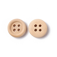 4-Hole Buttons, Wooden Buttons, Old Lace, about 13mm in diameter, 100pcs/bag(NNA0Z3D)