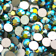 Glass Flat Back Rhinestone, Grade A, Back Plated, Faceted, AB Color, Half Round, Olivine, SS16, 3.8~4.0mm, 1440pcs/bag(RGLA-C002-SS16-228AB)