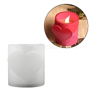 Valentine's Day Theme Column with Heart DIY Candle Cup Silicone Molds, Creative Aromatherapy Candle Cement Cup Supply DIY Concrete Candle Cups Resin Moulds, WhiteSmoke, 7.5x8.2cm(DIY-G098-02C)