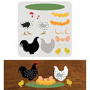 PET Hollow Out Drawing Painting Stencils, for DIY Scrapbook, Photo Album, Rooster Pattern, 30x30cm(DIY-WH0383-0041)