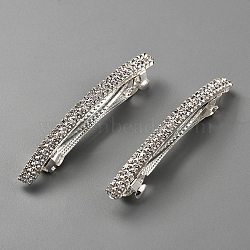 Rrhinestone with Alloy Hair Barrettes, Silver, 79.5x6.5x14mm(OHAR-WH20010-13S)