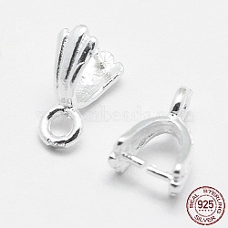 925 Sterling Silver Pendant Bails, Ice Pick & Pinch Bails, Silver, 3x3mm Inner Diameter, 8x5x3mm, Hole: 1.5mm, Pin: 0.6mm(X-STER-E050-12S)
