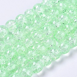 Crackle Glass Beads Strands, High Luster, Round, Pale Green, 8x7~7.5mm, Hole: 1.5mm, about 114pcs/strand, 31.4 inch(CCG-Q001-8mm-A28)