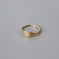 304 Stainless Steel Finger Rings, Golden, Rectangle, US Size 6(16.5mm)(FS-WG4DBCE-04)