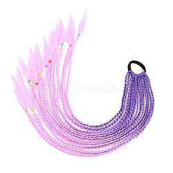 High Temperature Fiber Colored Braids Hair Piece Ponytail Dreadlocks Hair Ornaments, Hair Accessories Women Children Girl, Lilac, 600~650mm(OHAR-PW0003-203-18)