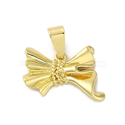 Rack Plating Brass Pendants, Long-Lasting Plated, Lead Free & Cadmium Free, Bowknot, Real 18K Gold Plated, 19.5x27x6mm, Hole: 9x4mm(KK-H473-07G-03)