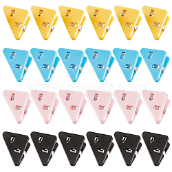 24Pcs 4 Colors Plastic Bulldog Binder Clips, Triangle with Iron Findings, for Office School Supplies, Mixed Color, 30x52x19mm(TOOL-NB0002-01)