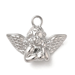 304 Stainless Steel Pendants, Angel Charm, Stainless Steel Color, 19.5x25.5x8.5mm, Hole: 2.6mm(STAS-Q252-28P)