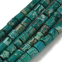 Natural Imperial Jasper Beads Strands, Dyed, Column, Teal, 4~4.5x4mm, Hole: 0.5mm, about 85~88pcs/strand, 15.2''(38.5cm)(G-P460-06G)