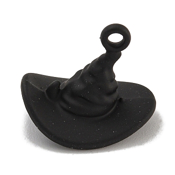 Rack Plating Alloy Pendants, Lead Free & Cadmium Free, Hat Charms, Black, 13x14.5x11.5mm, Hole: 1.5mm