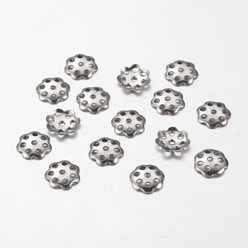 304 Stainless Steel Bead Caps, Multi-Petal, Flower, 6x6x1mm, Hole: 1mm, about 103pcs/5g
