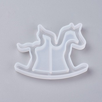 Shaker Mold, DIY Quicksand Jewelry Silicone Molds, Resin Casting Molds, For UV Resin, Epoxy Resin Jewelry Making, Rocking Horse, White, 50x64x8mm, Inner Size: 33x62mm