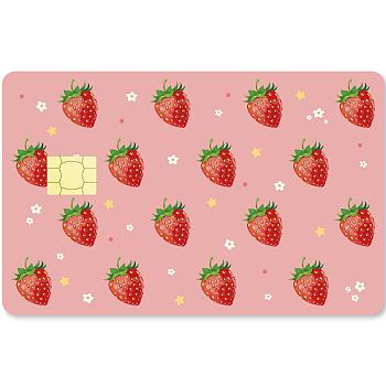 PVC Plastic Waterproof Card Stickers, Self-adhesion Card Skin for Bank Card Decor, Rectangle, Strawberry, 186.3x137.3mm