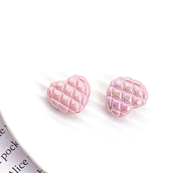 5Pcs UV Plating Acrylic Beads, Heart, Pink, 17x20.2mm, 5pcs/set