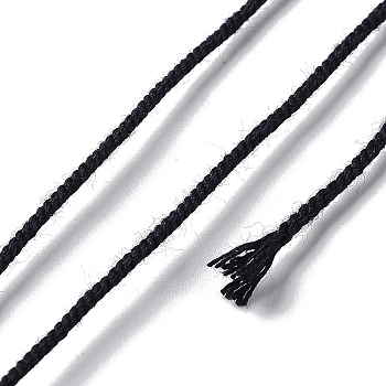 Polyester Twisted Cord, Round, for DIY Jewelry Making, Black, 1mm, about 49.21 Yards(45m)/Roll