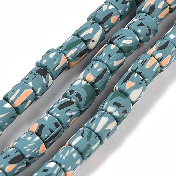 Handmade Polymer Clay Beads Strand, Column, Cadet Blue, 6~7.5x5.5~7mm, Hole: 1.7~2.3mm, about 54~65pcs/strand, 15.83~16.69''(40.2~42.4cm)