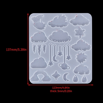Food Grade DIY Silicone Pendant Molds, Decoration Making, Resin Casting Molds, For UV Resin, Epoxy Resin Jewelry Making, White, Cloud, 137x123x5mm