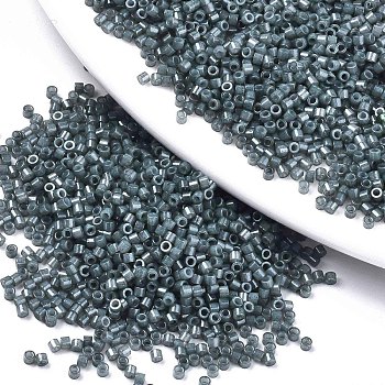 11/0 Grade A Glass Seed Beads, Cylinder, Uniform Seed Bead Size, Baking Paint, Steel Blue, 1.5x1mm, Hole: 0.5mm, about 20000pcs/bag