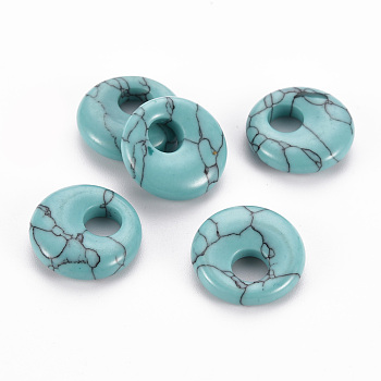 Synthetic Turquoise Pendants, Donut/Pi Disc, 17.5~18.5x5.5mm, Hole: 5.5mm