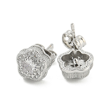 Brass Micro Pave Cubic Zirconia Ear Studs(EJEW-P261-16P)-2