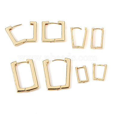 Pandahall 8Pcs 4 Size Brass Rectangle Hoop Earrings for Women(EJEW-TA0001-12)-8