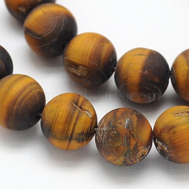 Yellow Tiger Eye Frosted Round Bead Strands(G-N0166-45-6mm)-2