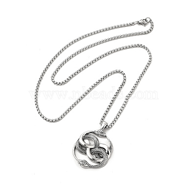 Alloy Snake Pandant Necklace with Stainless Steel Box Chains(NJEW-K245-009)-3