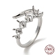 Rhodium Plated 925 Sterling Silver Open Cuff Ring Settings(STER-NH0001-62P)-1